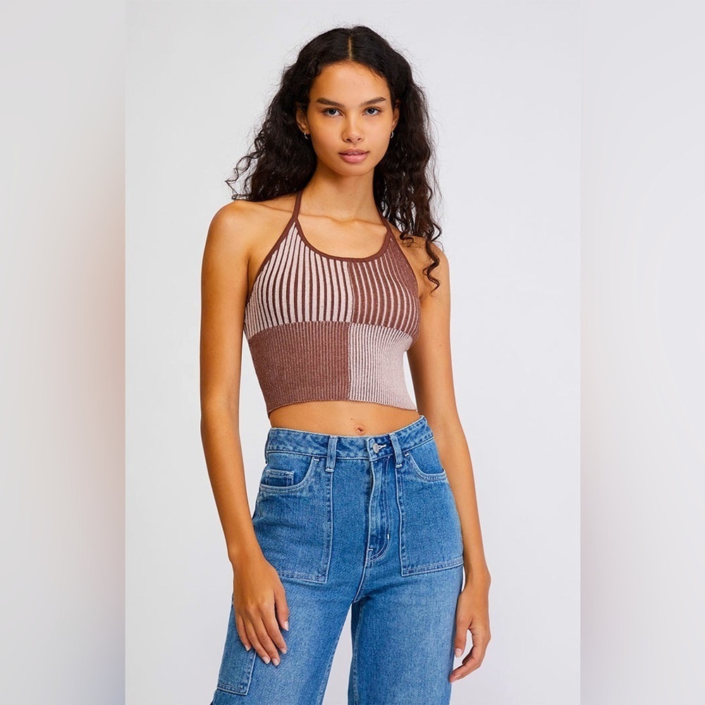 Pecsun La Hearts Color Block Halter Top Size Small Nwt Beach Top